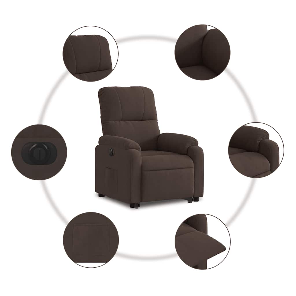 Fauteuil inclinable électrique marron tissu microfibre