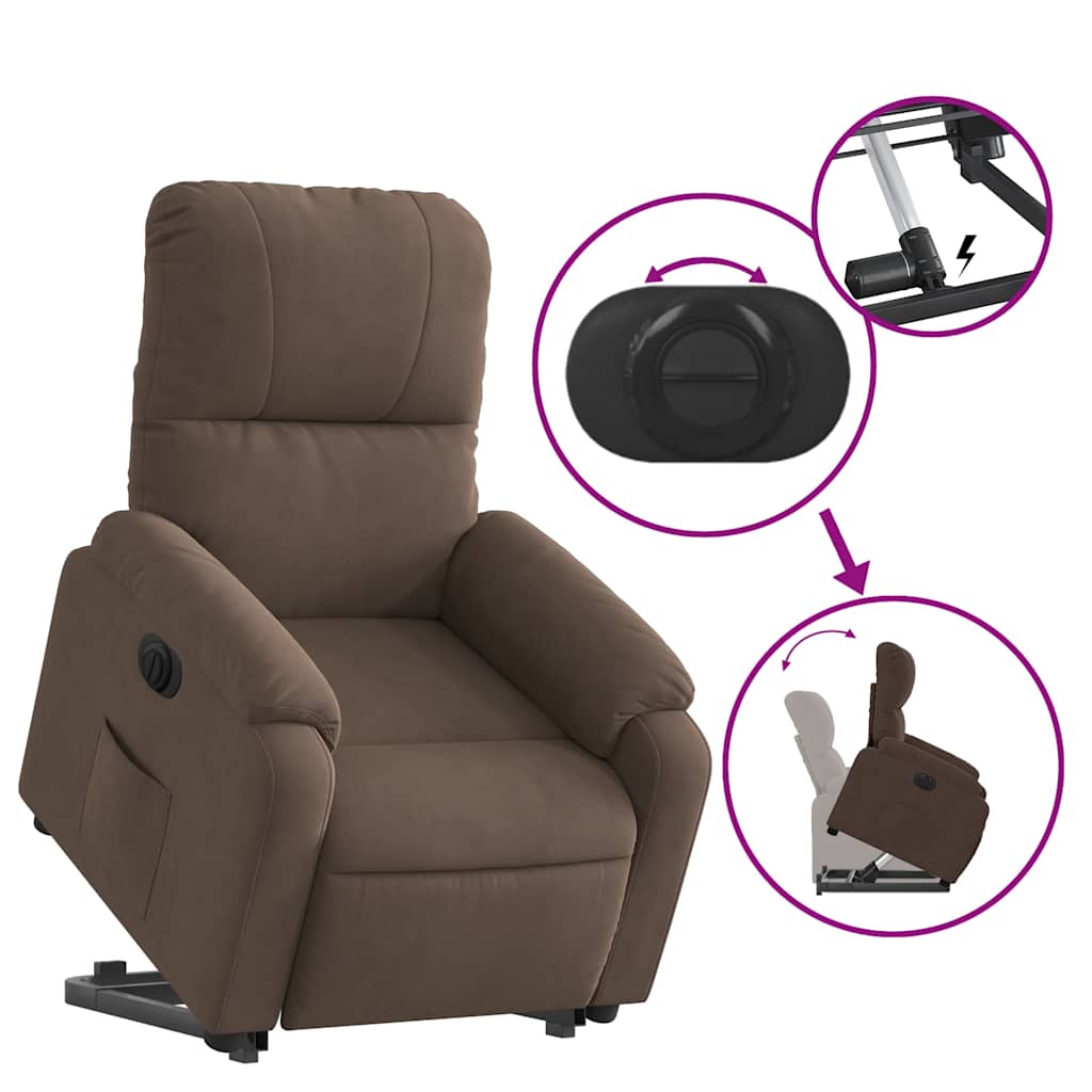 Fauteuil inclinable électrique marron tissu microfibre