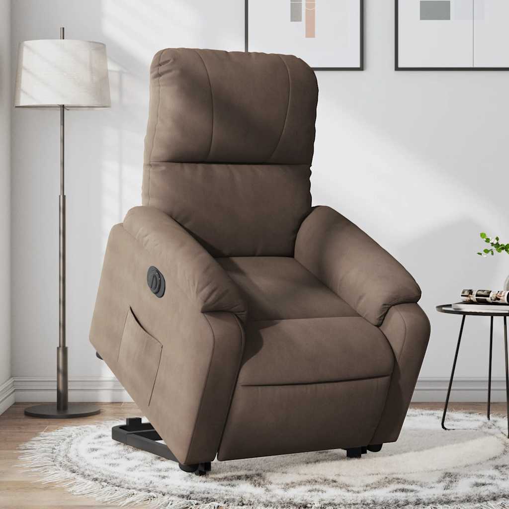 Fauteuil inclinable électrique marron tissu microfibre - XIOS