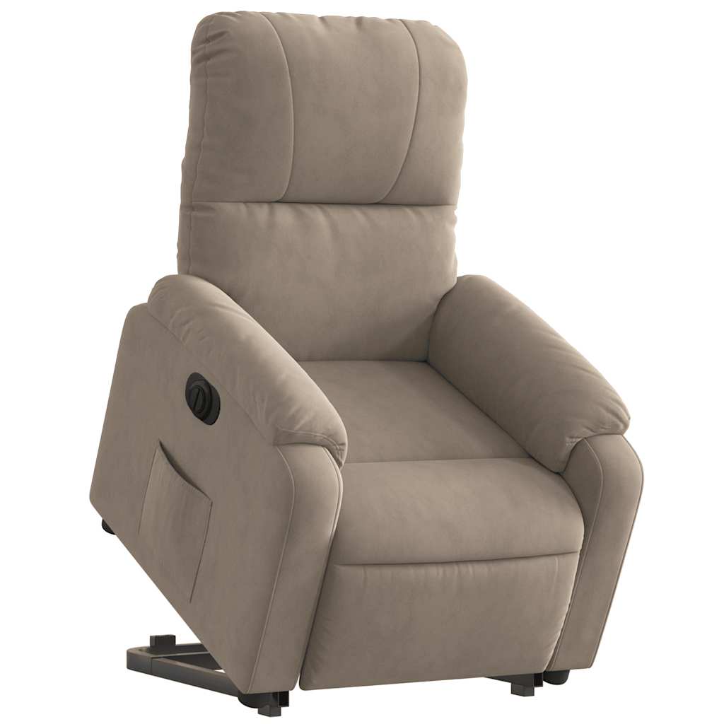 Fauteuil inclinable électrique taupe tissu microfibre