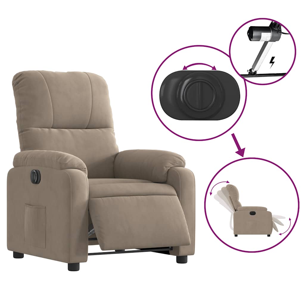 Fauteuil inclinable électrique taupe tissu microfibre