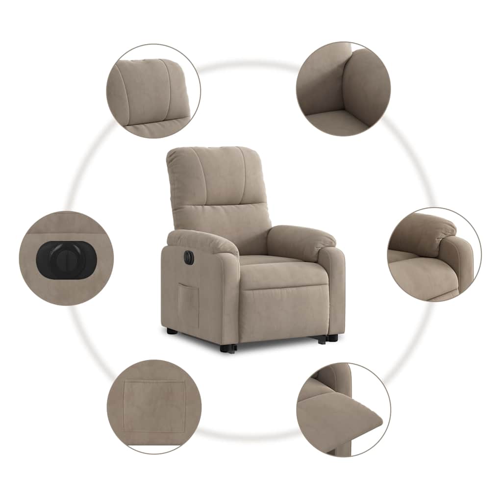 Fauteuil inclinable électrique taupe tissu microfibre