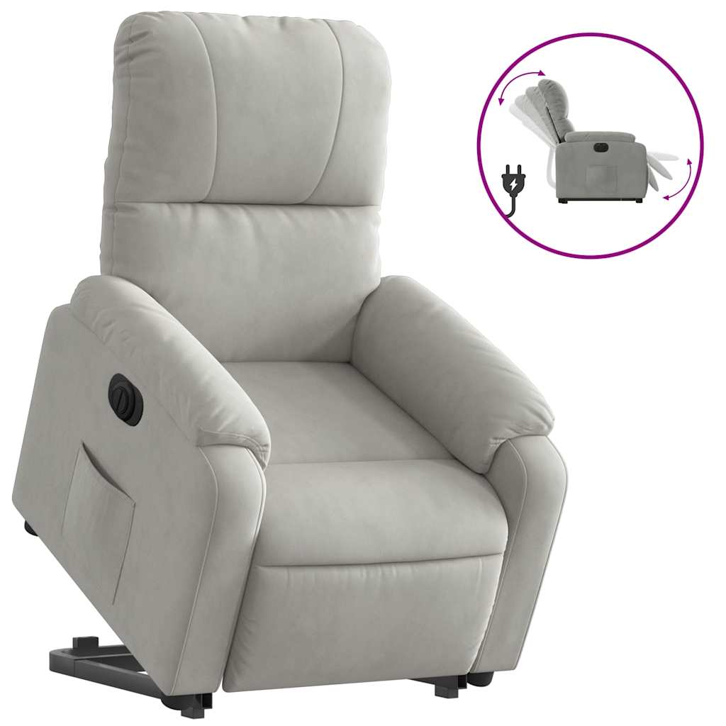 Fauteuil inclinable électrique gris clair tissu microfibre - XIOS