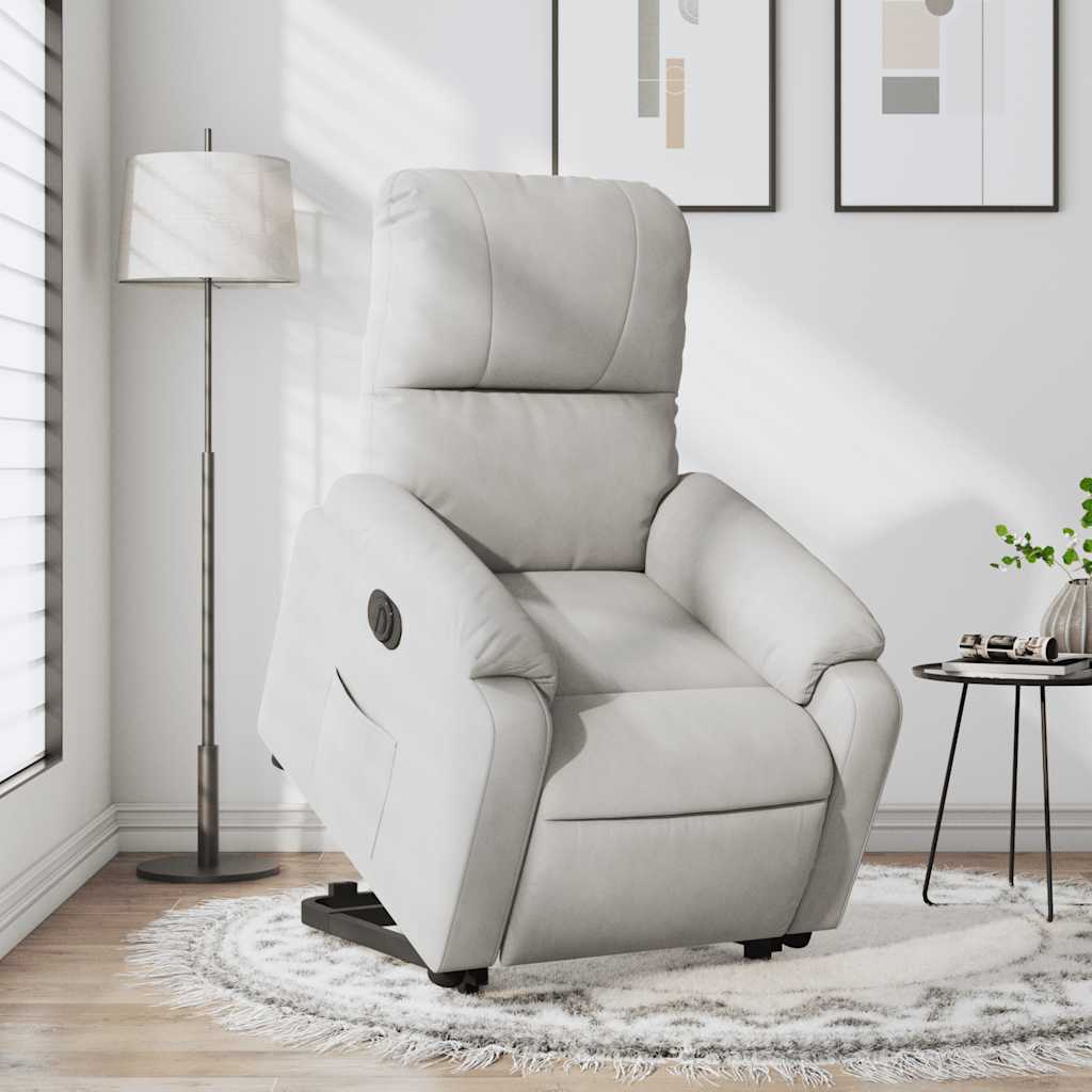 Fauteuil inclinable électrique gris clair tissu microfibre - XIOS