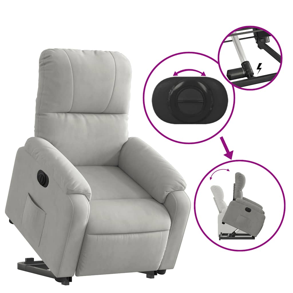 Fauteuil inclinable électrique gris clair tissu microfibre