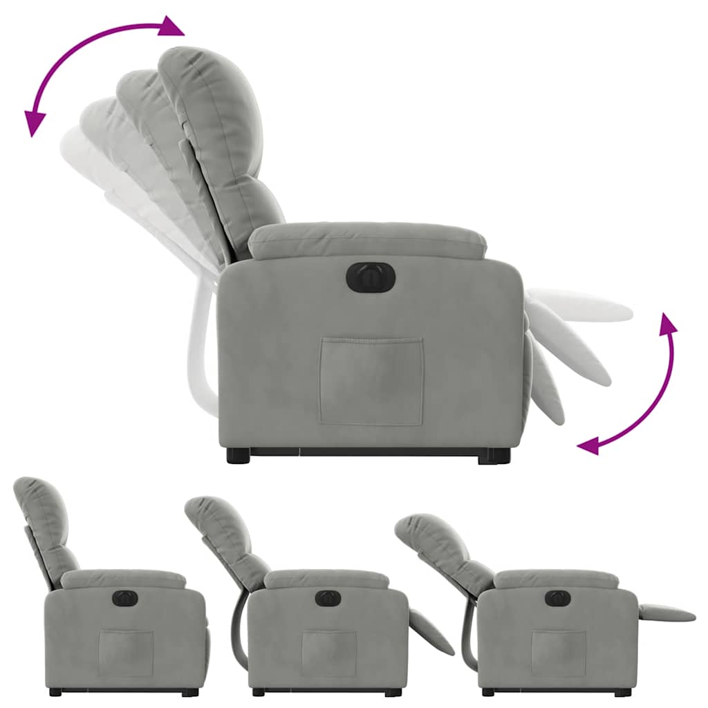 Fauteuil inclinable électrique gris clair tissu microfibre