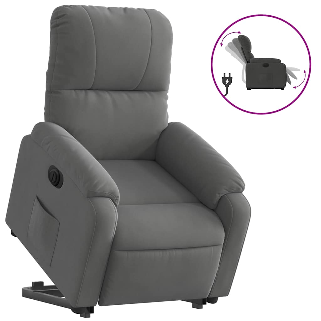 Fauteuil inclinable électrique gris foncé tissu microfibre - XIOS