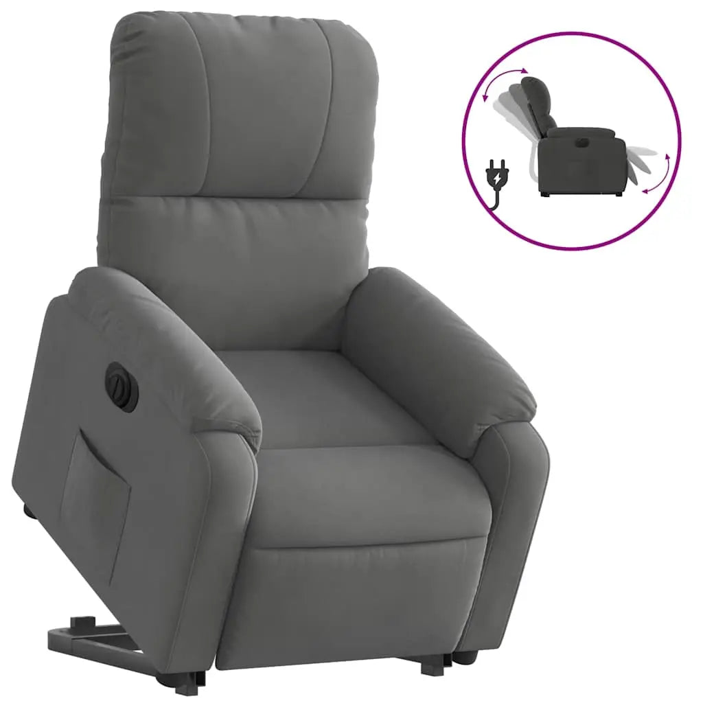 Fauteuil inclinable électrique gris foncé tissu microfibre - XIOS