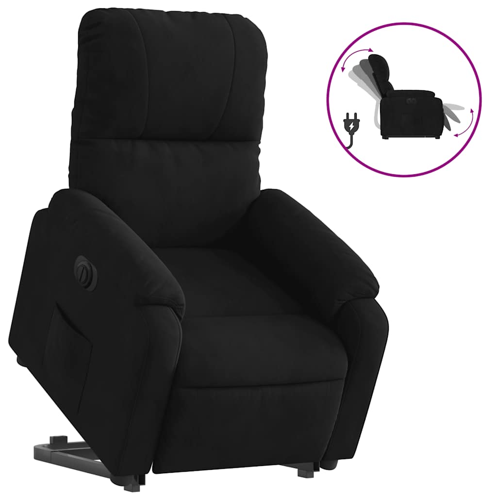 Fauteuil inclinable électrique noir tissu microfibre