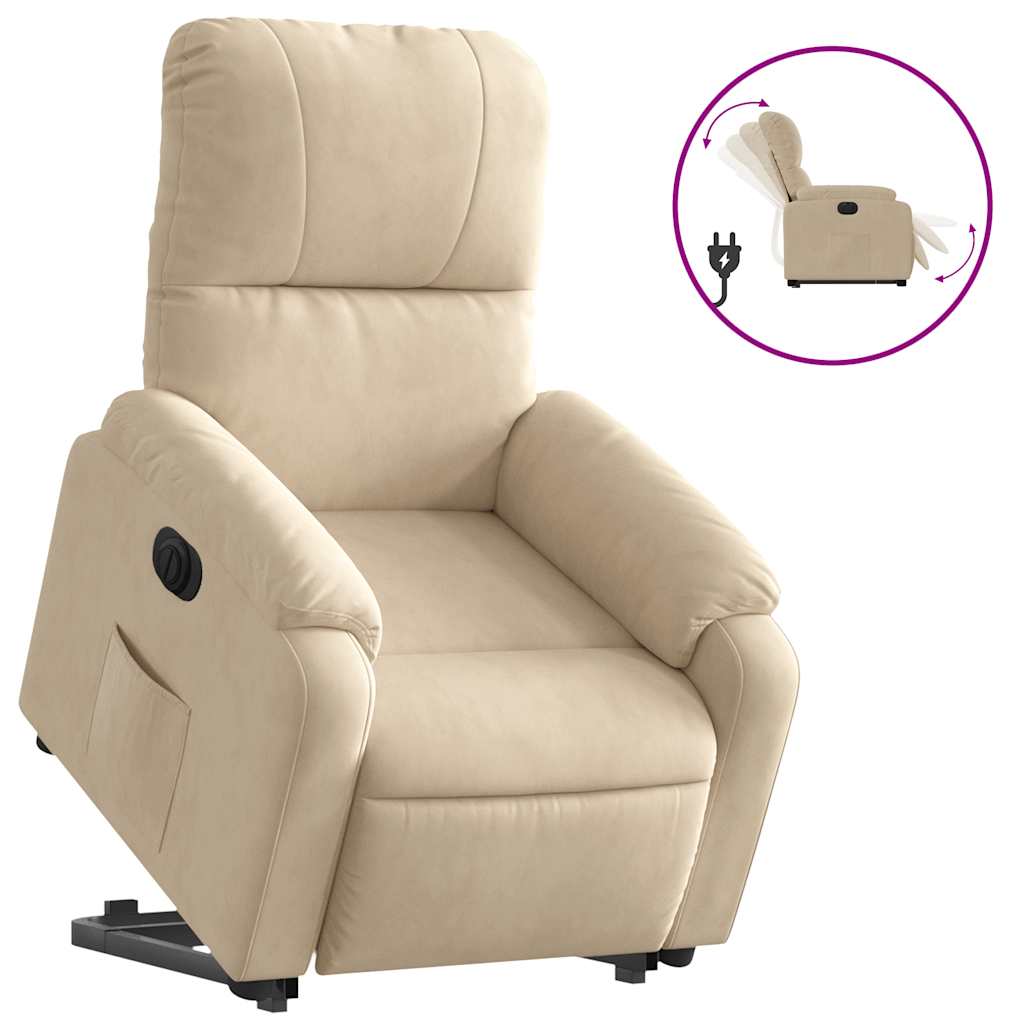 Fauteuil inclinable électrique crème tissu microfibre - XIOS