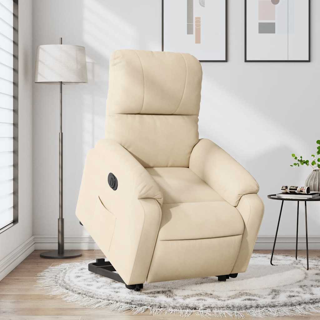 Fauteuil inclinable électrique crème tissu microfibre - XIOS