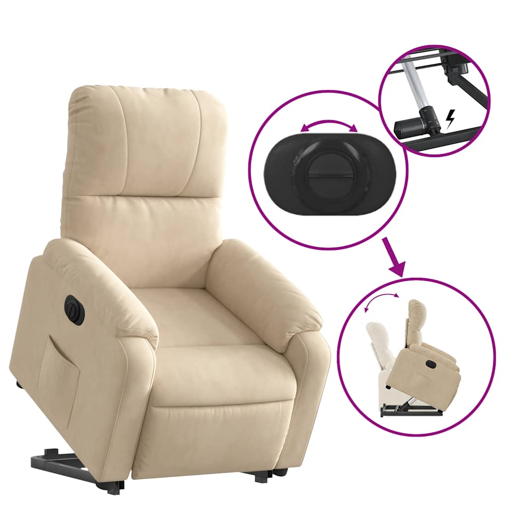 Fauteuil inclinable électrique crème tissu microfibre - XIOS