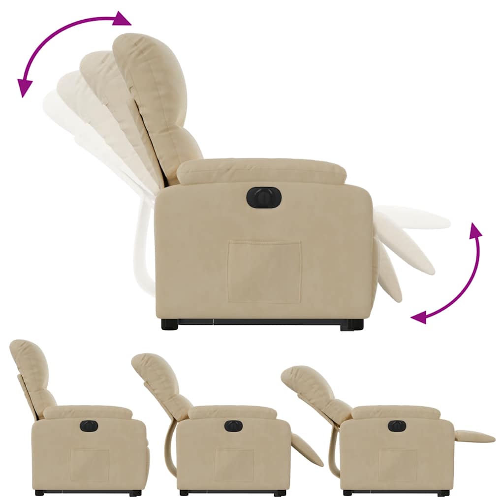 Fauteuil inclinable électrique crème tissu microfibre - XIOS