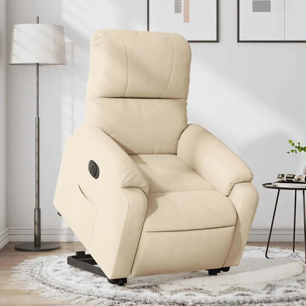 Fauteuil inclinable électrique crème tissu microfibre - XIOS