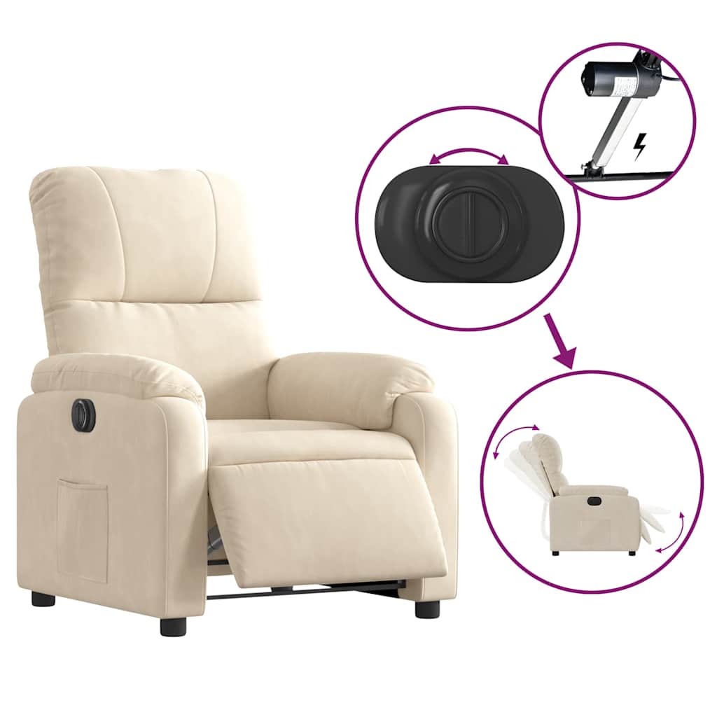 Fauteuil inclinable électrique beige tissu microfibre