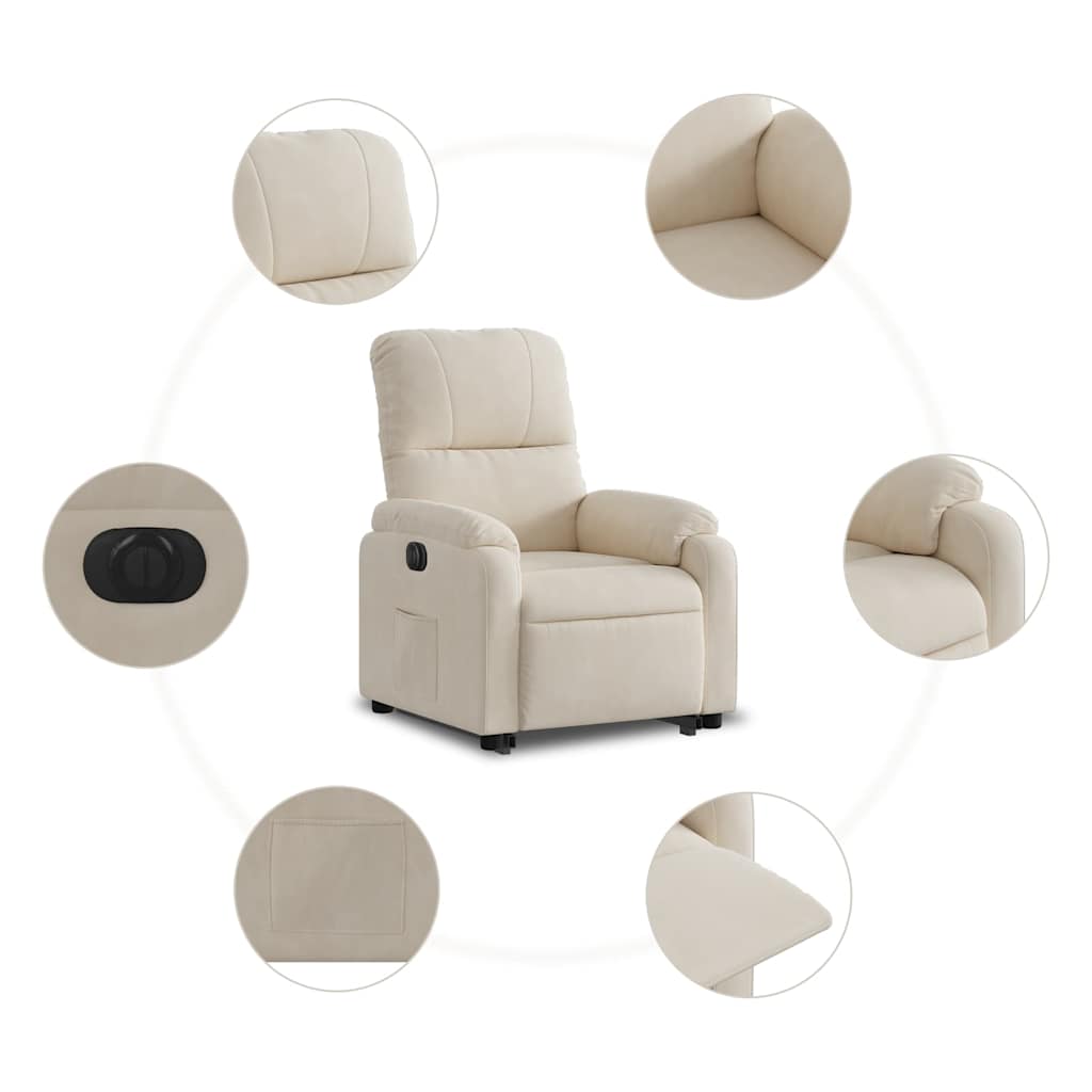 Fauteuil inclinable électrique beige tissu microfibre