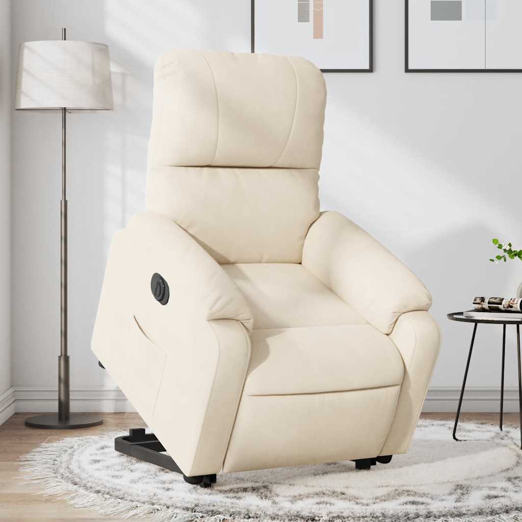 Fauteuil inclinable électrique beige tissu microfibre - XIOS