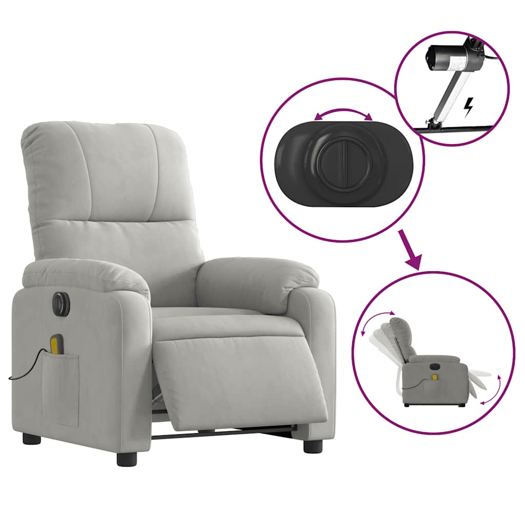 Fauteuil inclinable de massage électrique gris clair