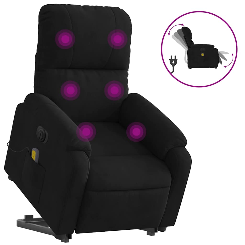 Fauteuil inclinable de massage électrique noir tissu microfibre - XIOS