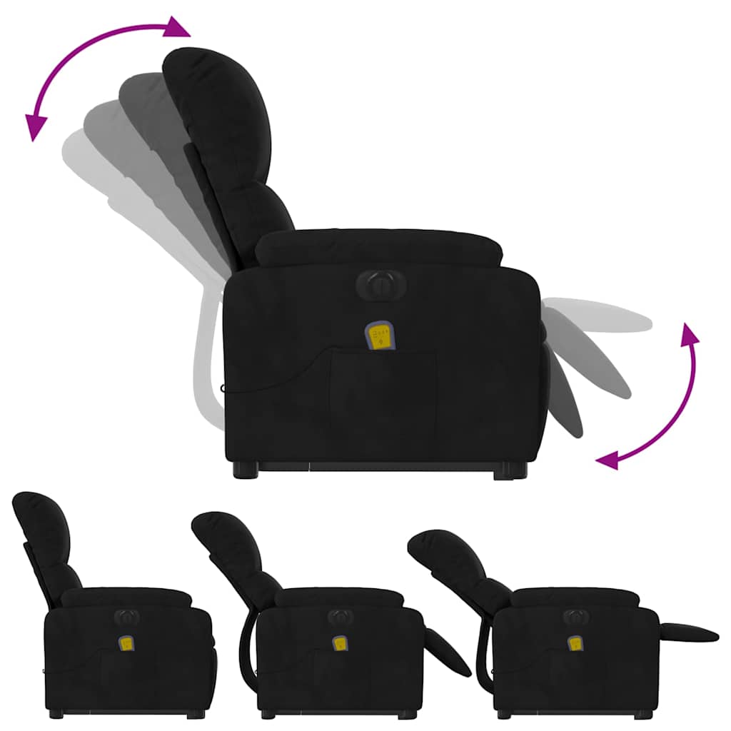 Fauteuil inclinable de massage électrique noir tissu microfibre - XIOS