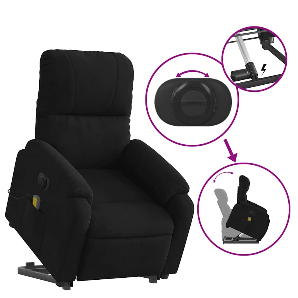 Fauteuil inclinable de massage électrique noir tissu microfibre - XIOS