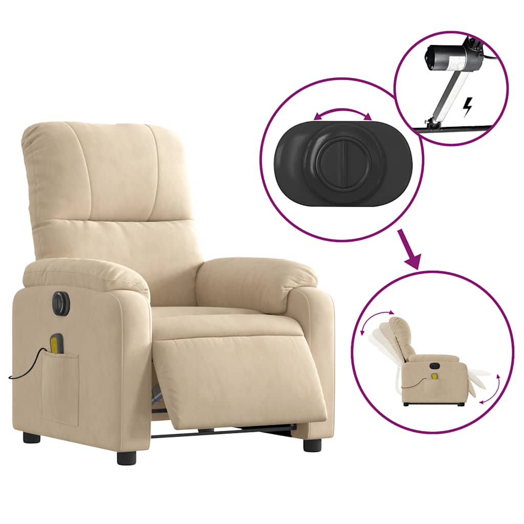 Fauteuil inclinable de massage électrique crème - XIOS