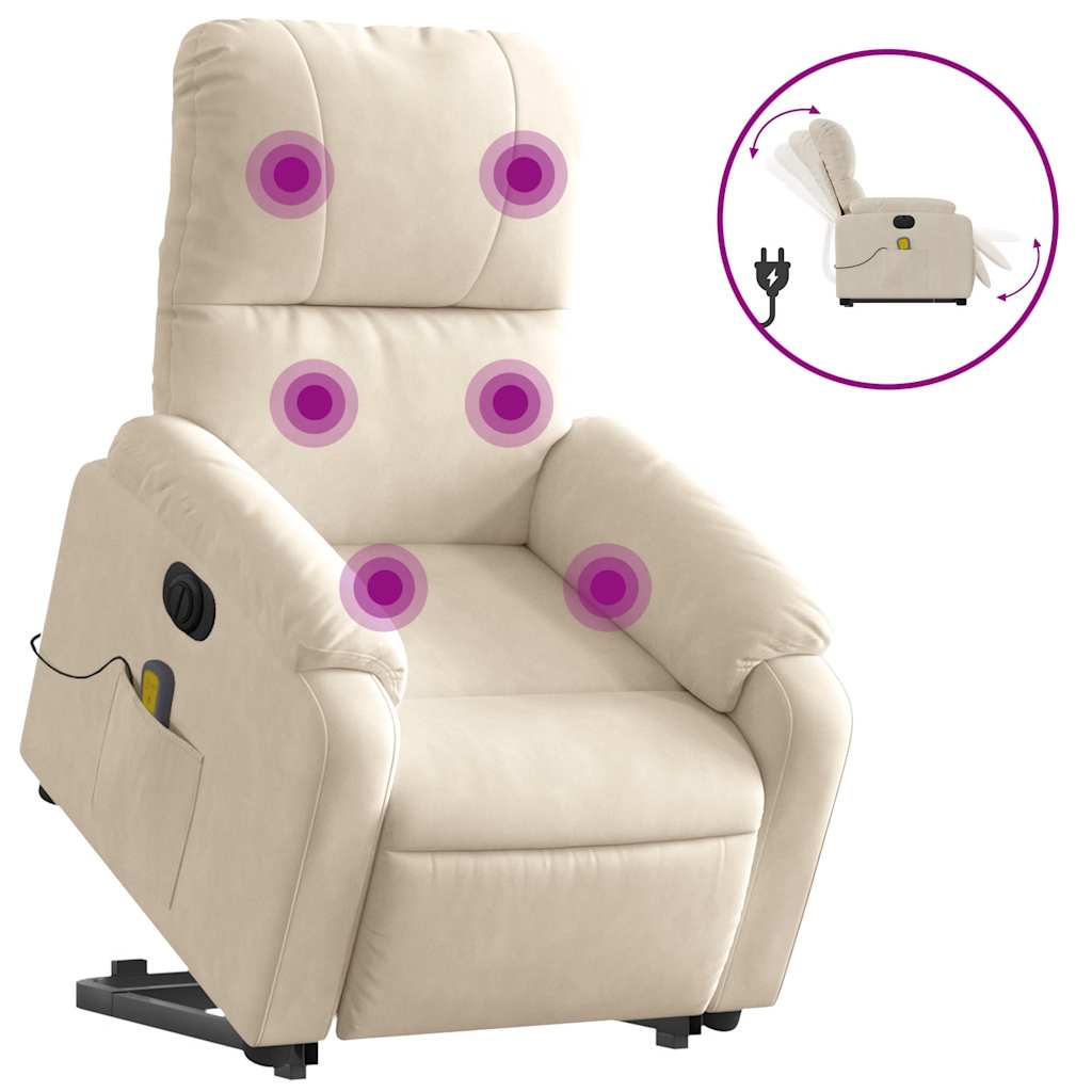 Fauteuil inclinable de massage électrique beige microfibres - XIOS