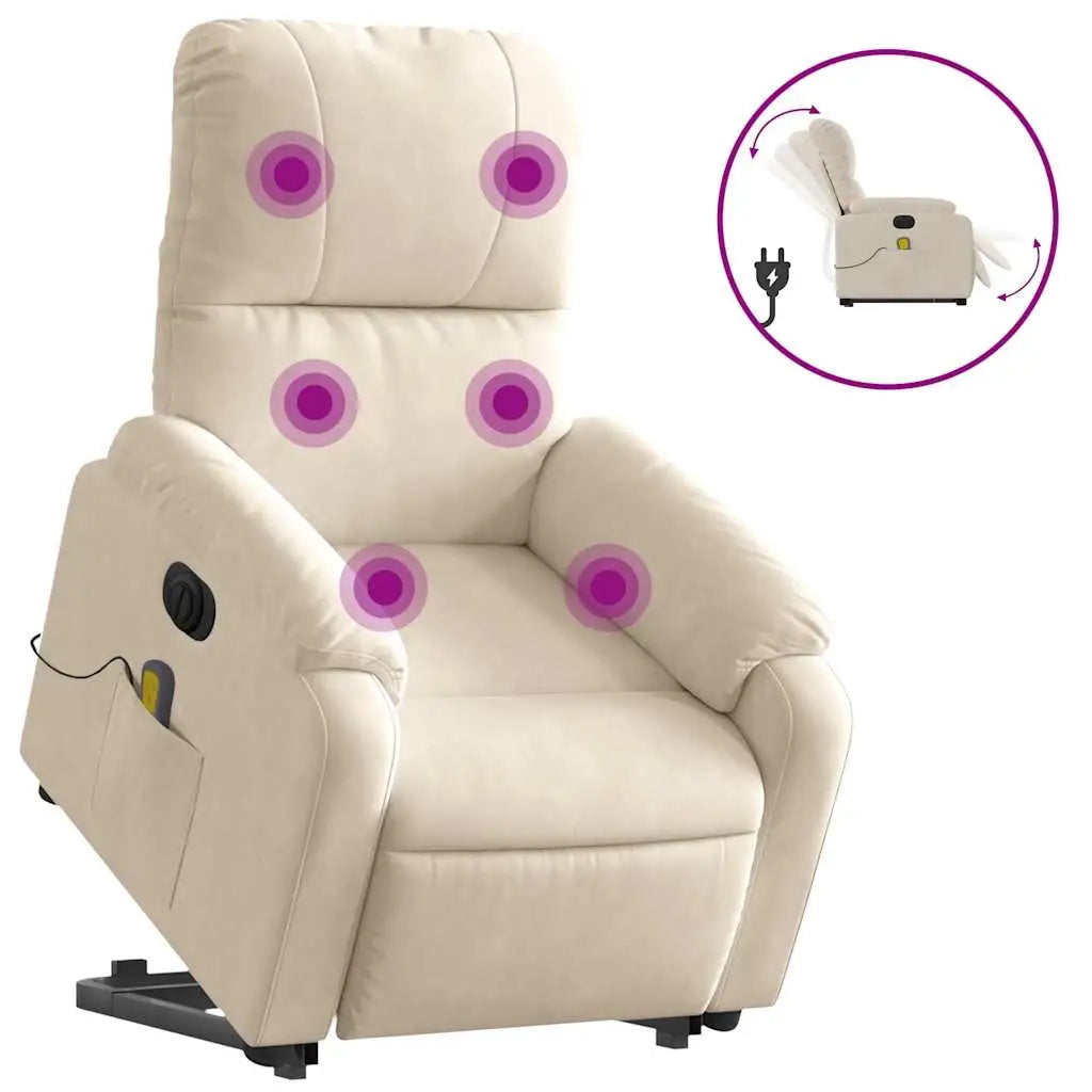Fauteuil inclinable de massage électrique beige microfibres - XIOS