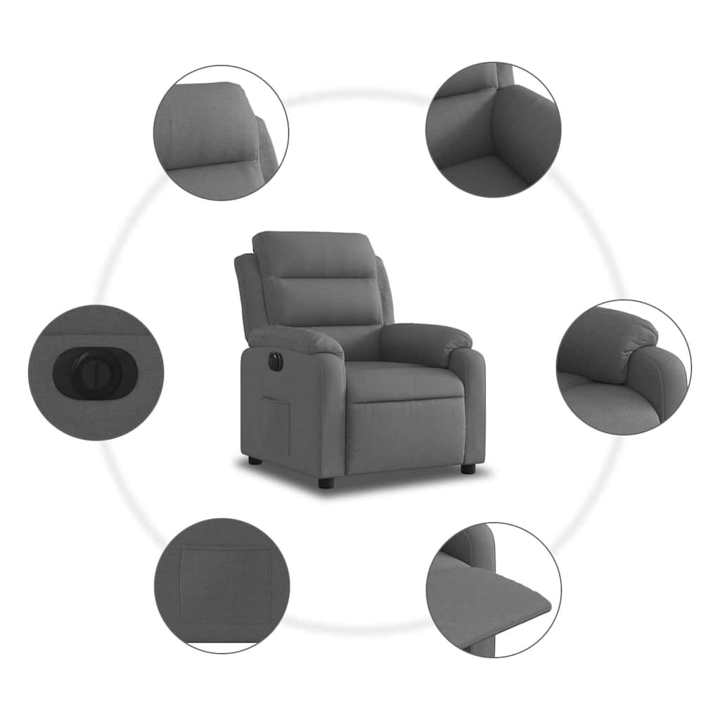 Fauteuil inclinable électrique Gris foncé Tissu - XIOS