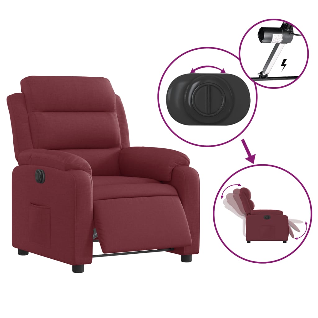 Fauteuil inclinable électrique Rouge bordeaux Tissu
