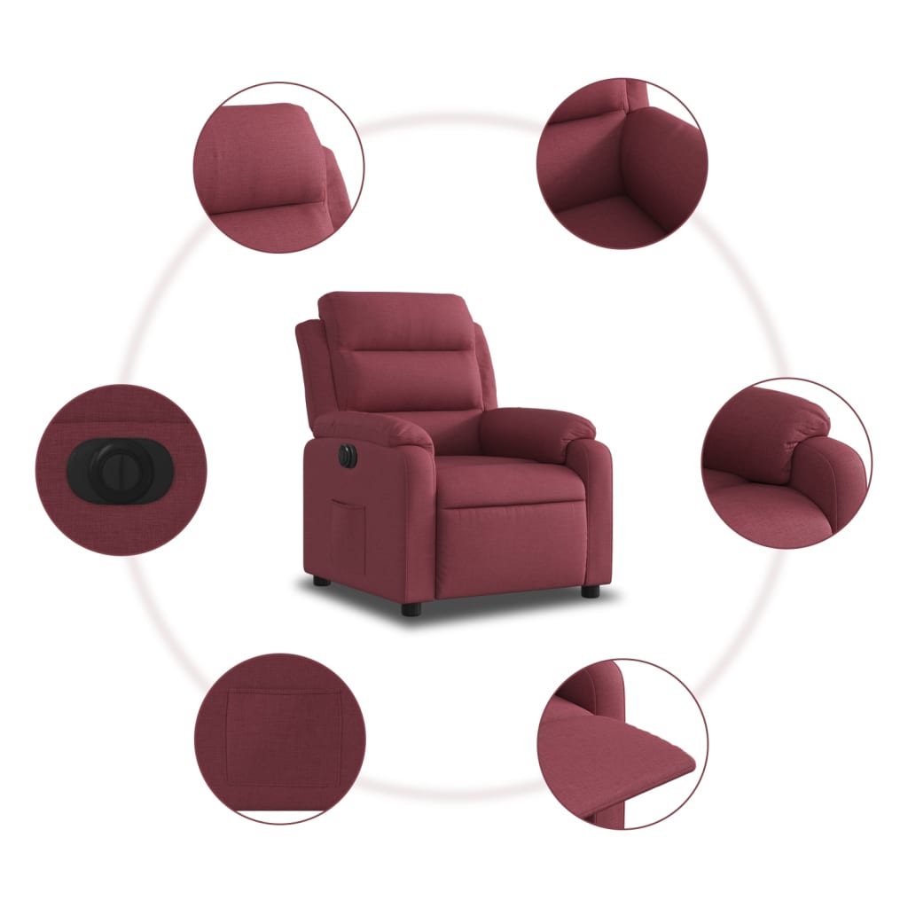 Fauteuil inclinable électrique Rouge bordeaux Tissu