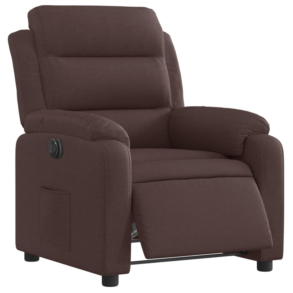 Fauteuil inclinable électrique Marron foncé Tissu