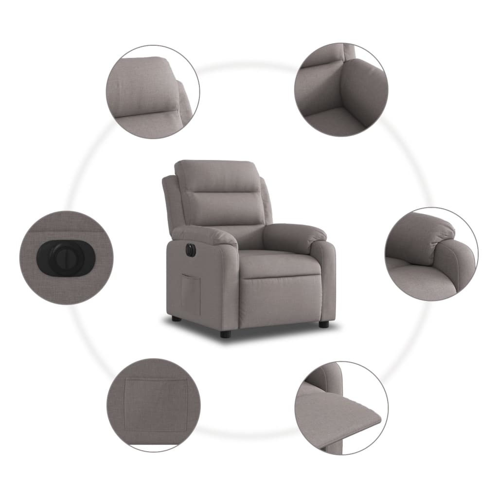 Fauteuil inclinable électrique Taupe Tissu