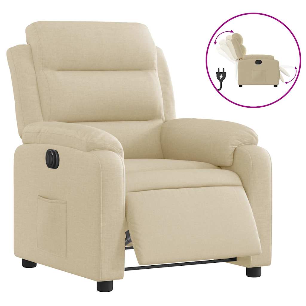 Fauteuil inclinable électrique Crème Tissu - XIOS