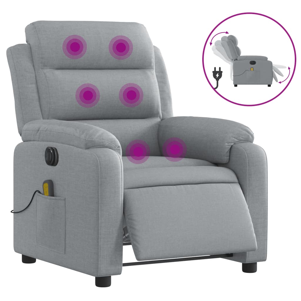 Fauteuil de massage inclinable électrique gris clair tissu - XIOS