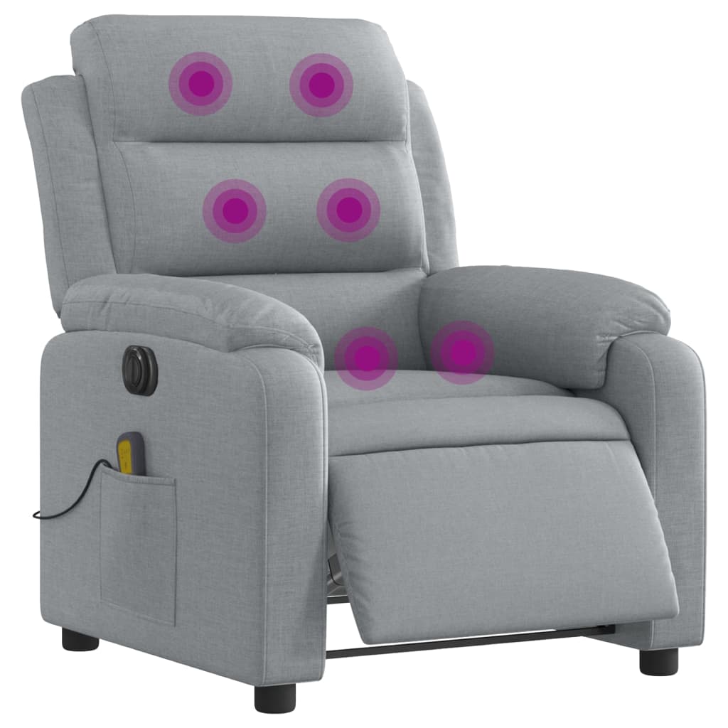 Fauteuil de massage inclinable électrique gris clair tissu - XIOS