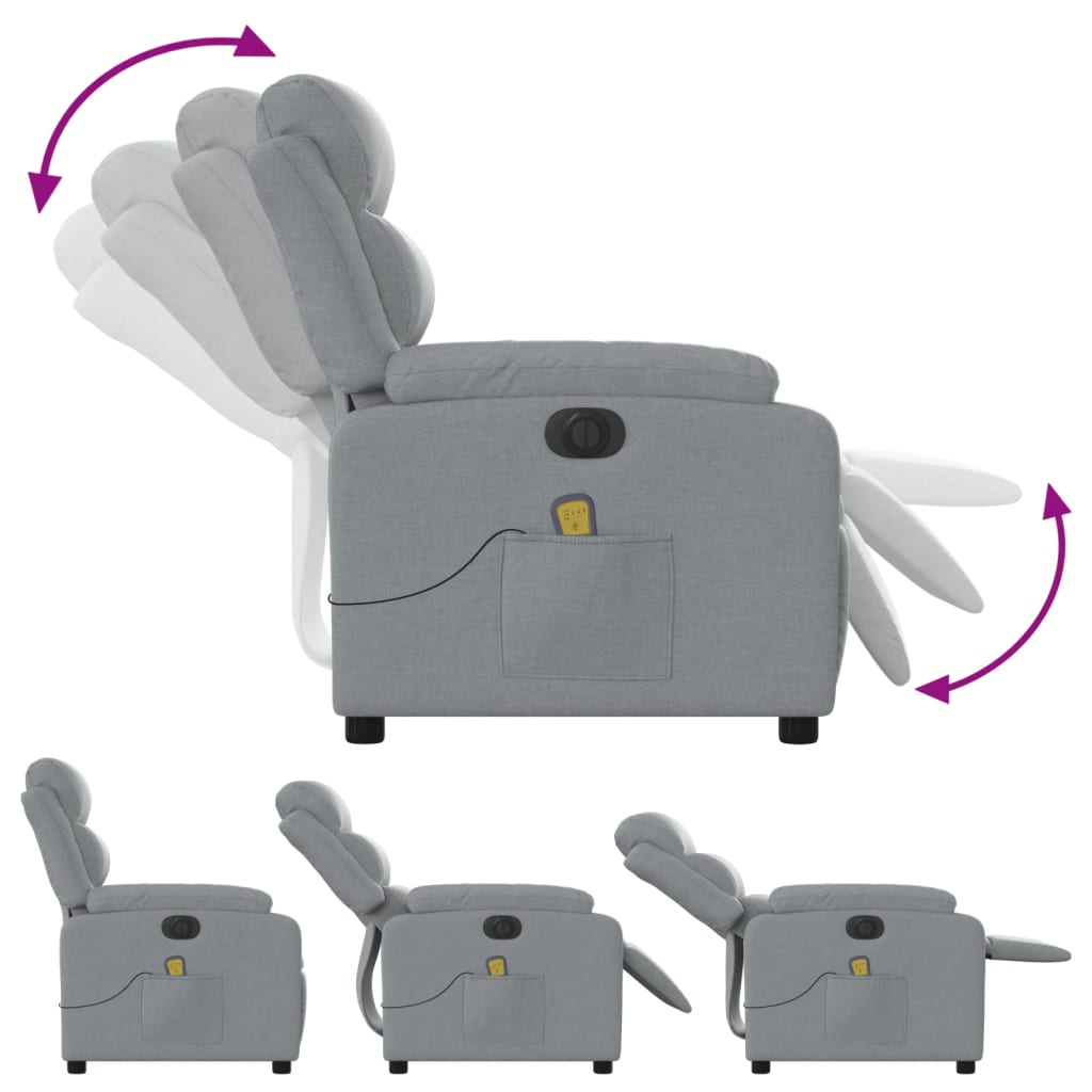 Fauteuil de massage inclinable électrique gris clair tissu - XIOS