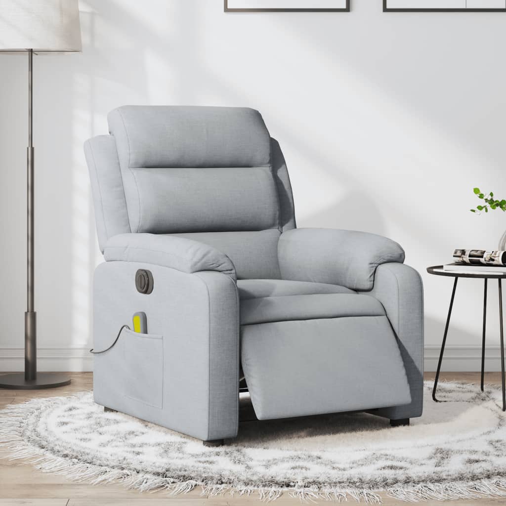 Fauteuil de massage inclinable électrique gris clair tissu - XIOS