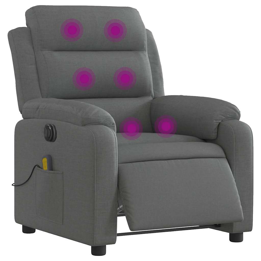 Fauteuil inclinable de massage électrique gris foncé tissu