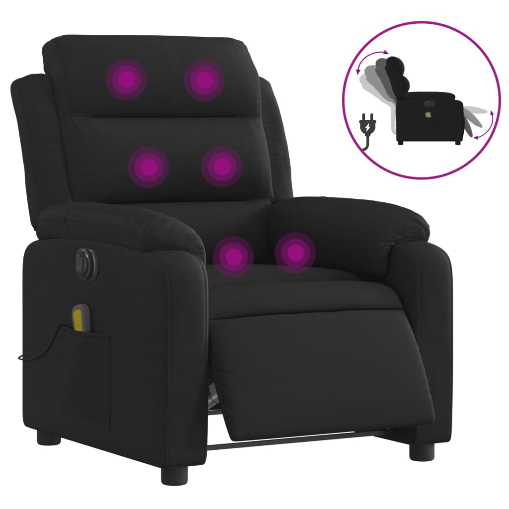 Fauteuil de massage inclinable électrique Noir Tissu - XIOS