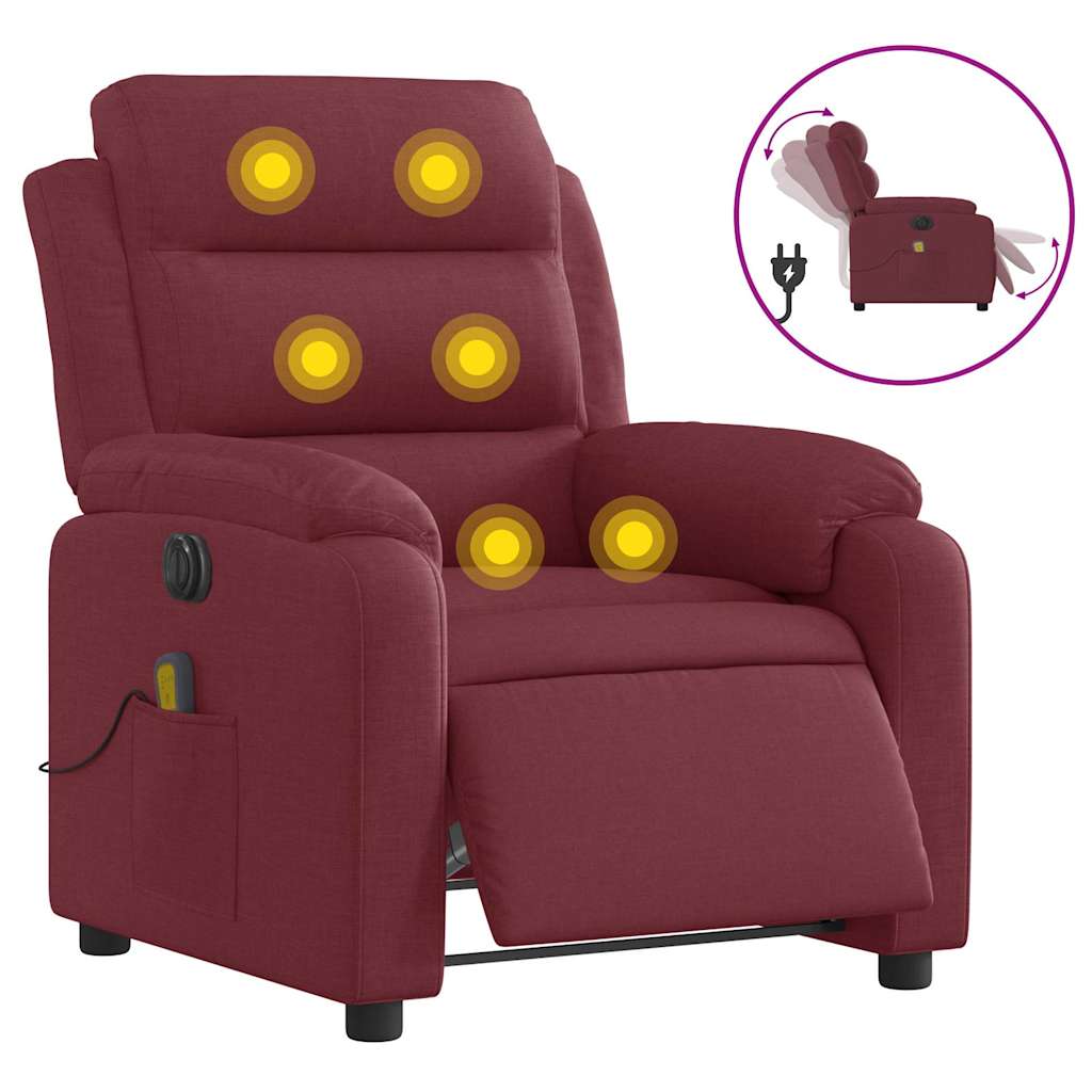 Fauteuil de massage inclinable électrique Rouge bordeaux Tissu - XIOS