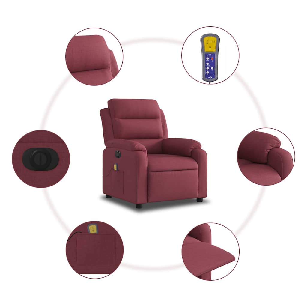 Fauteuil de massage inclinable électrique Rouge bordeaux Tissu - XIOS