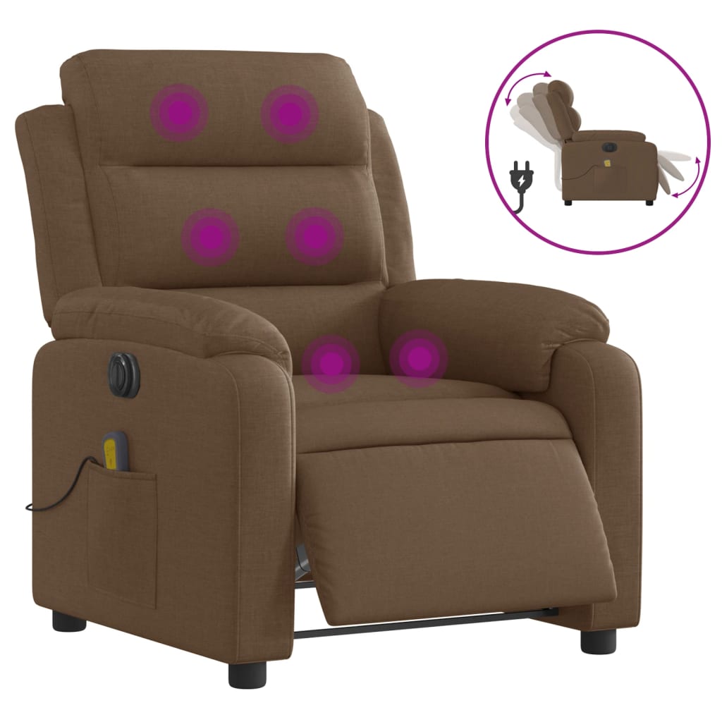 Fauteuil inclinable de massage électrique marron tissu - XIOS