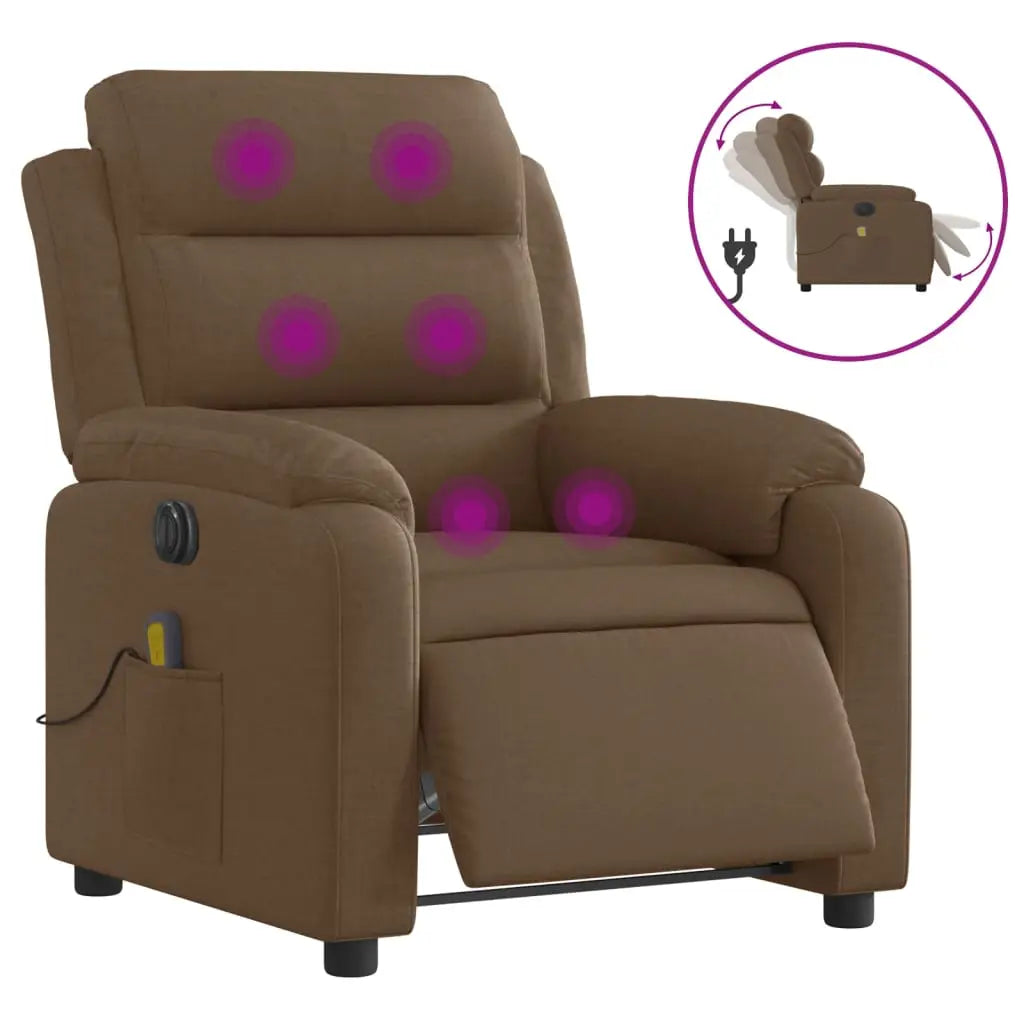 Fauteuil inclinable de massage électrique marron tissu - XIOS