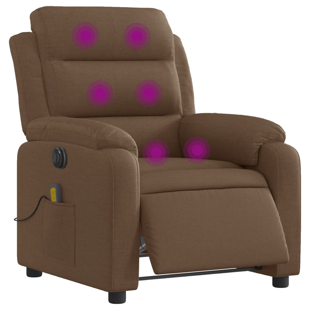 Fauteuil inclinable de massage électrique marron tissu