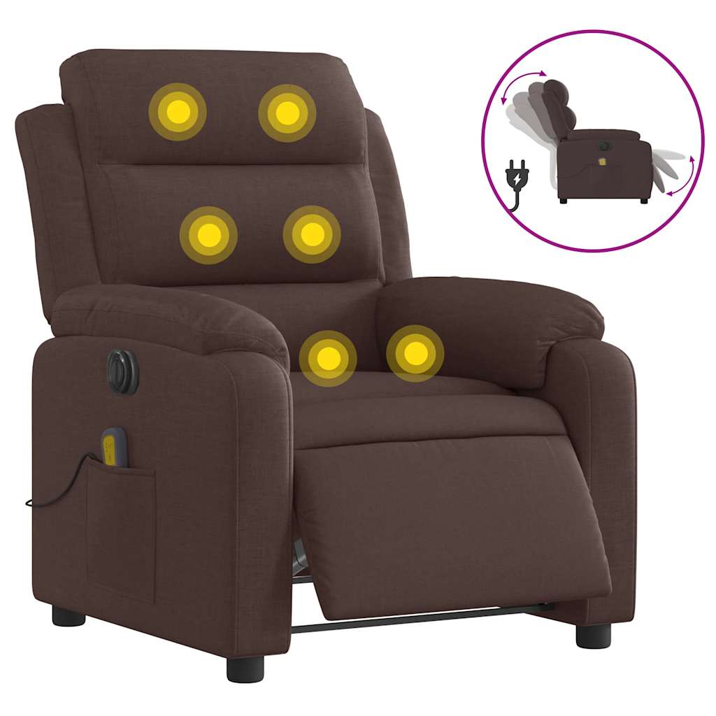 Fauteuil de massage inclinable électrique Marron foncé Tissu - XIOS