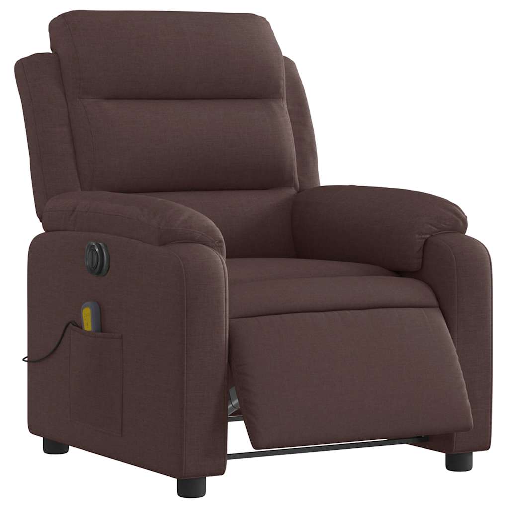 Fauteuil de massage inclinable électrique Marron foncé Tissu - XIOS