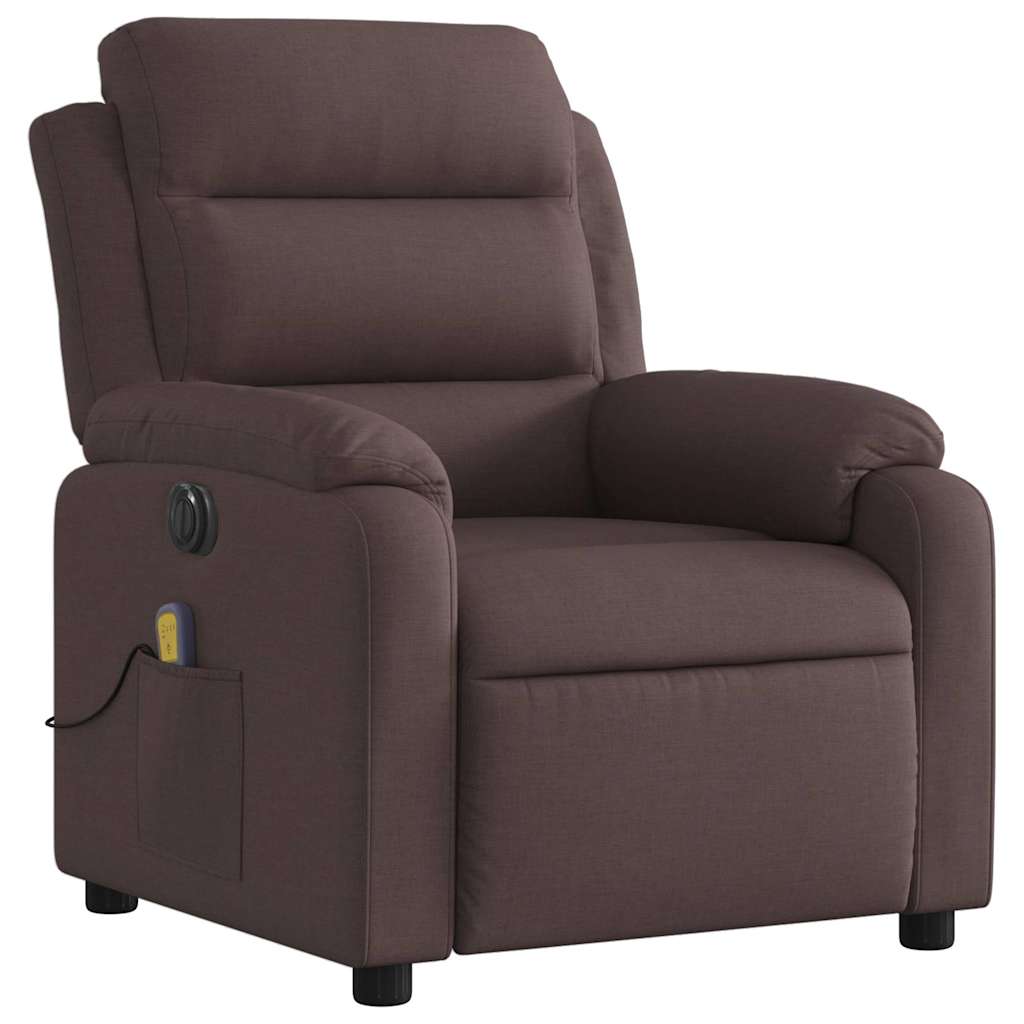 Fauteuil de massage inclinable électrique Marron foncé Tissu - XIOS
