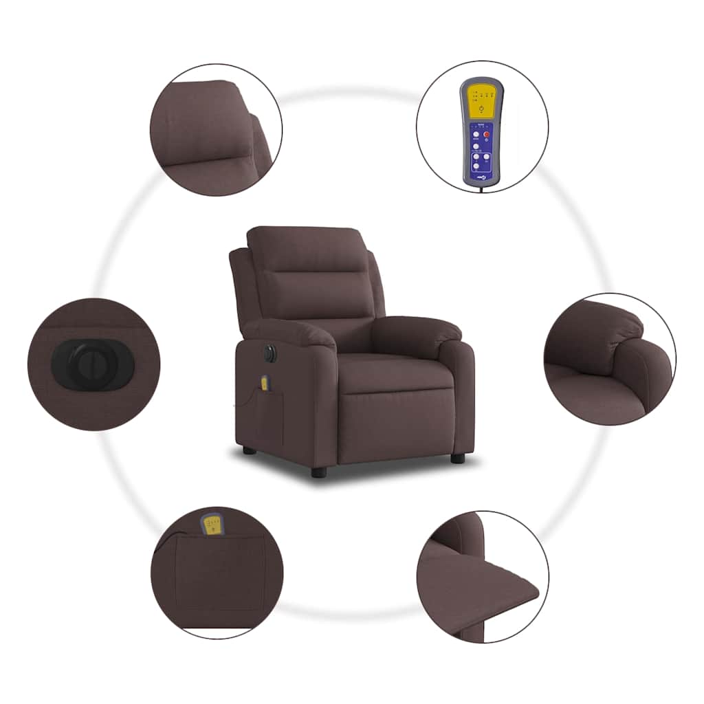 Fauteuil de massage inclinable électrique Marron foncé Tissu - XIOS