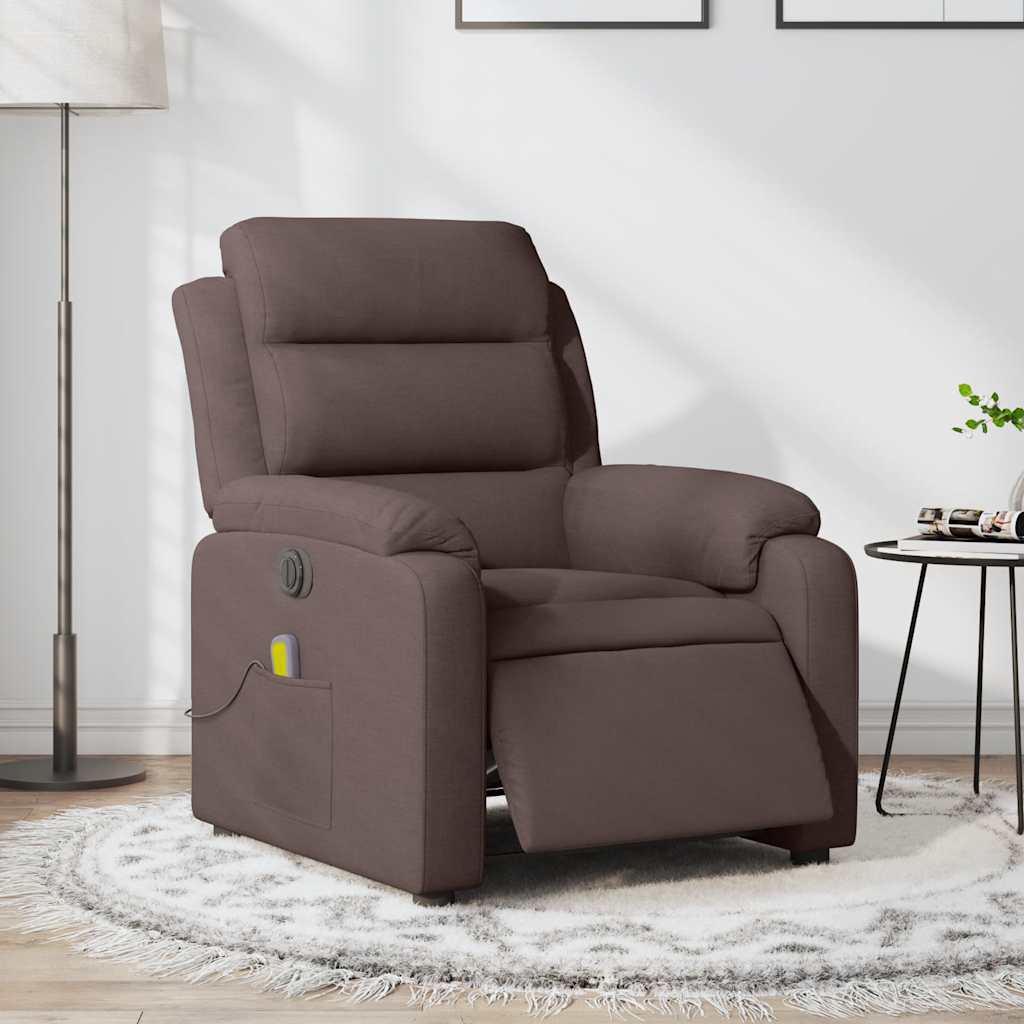 Fauteuil de massage inclinable électrique Marron foncé Tissu
